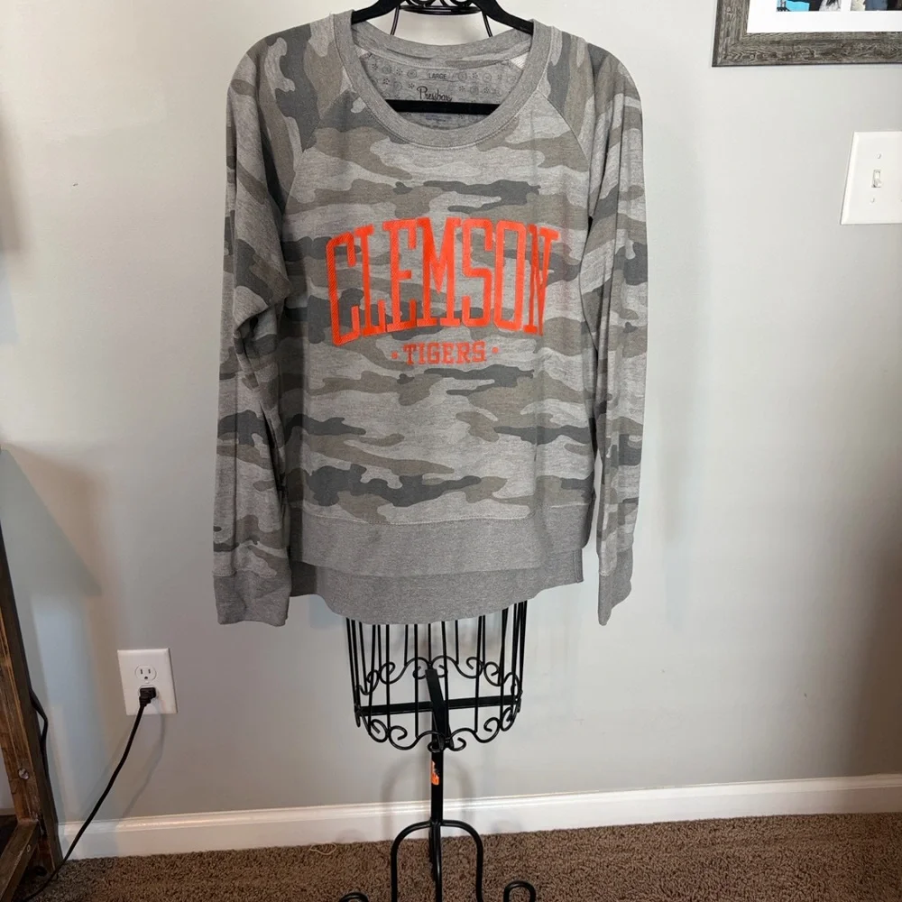 Pressbox Gray camo Clemson tigers Sweatshirt oversized women’s large shirt top - Picture 5 of 5